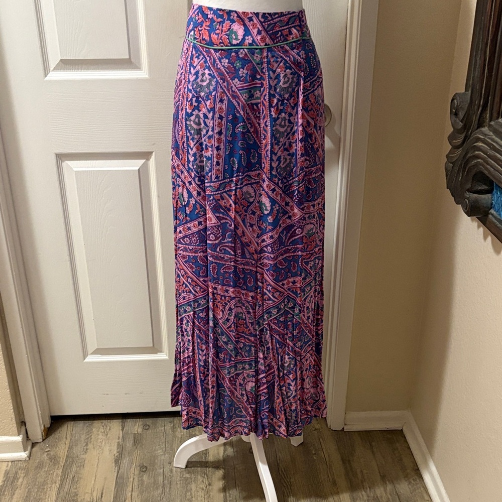 BA&SH Vibrant Pink and Blue Maxi Skirt